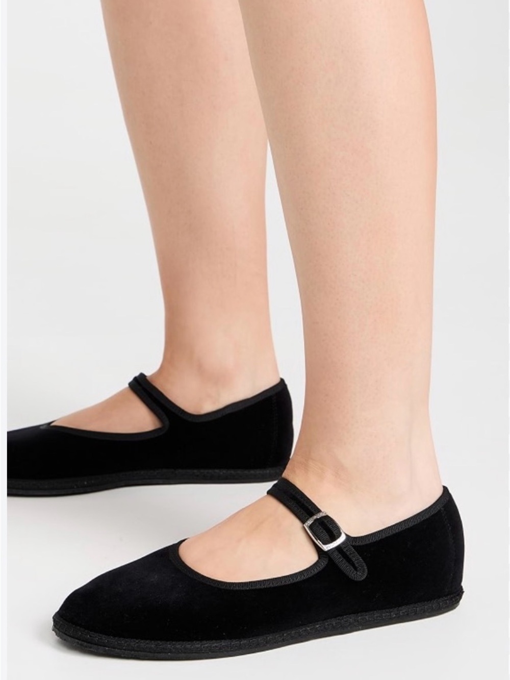 Vibi Venezia Black Mary Jane Velvet Flats Size 35